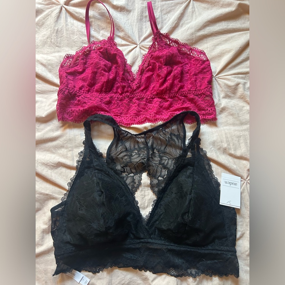 Soma & Auden Lace Bralette Duo - Black and Pink